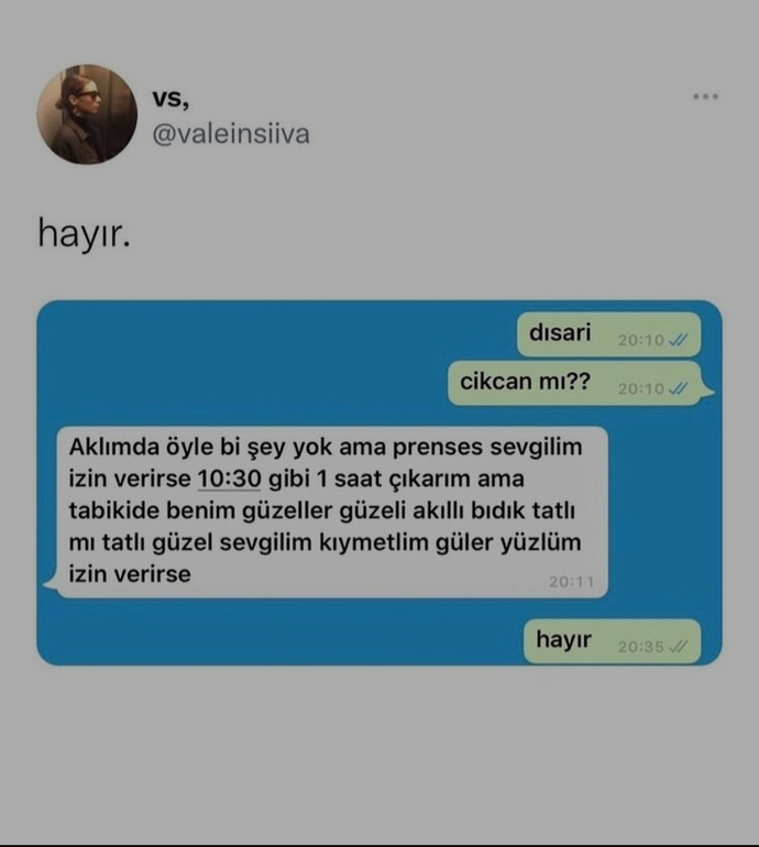Dışarı çıkmak veya yapacağınız başka planlar için eşinizden/sevgilinizden izin alır mısınız?