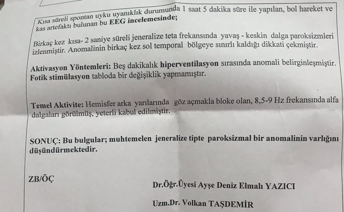 Merhaba eeg raporundan anlayanlar yazabilir mi?