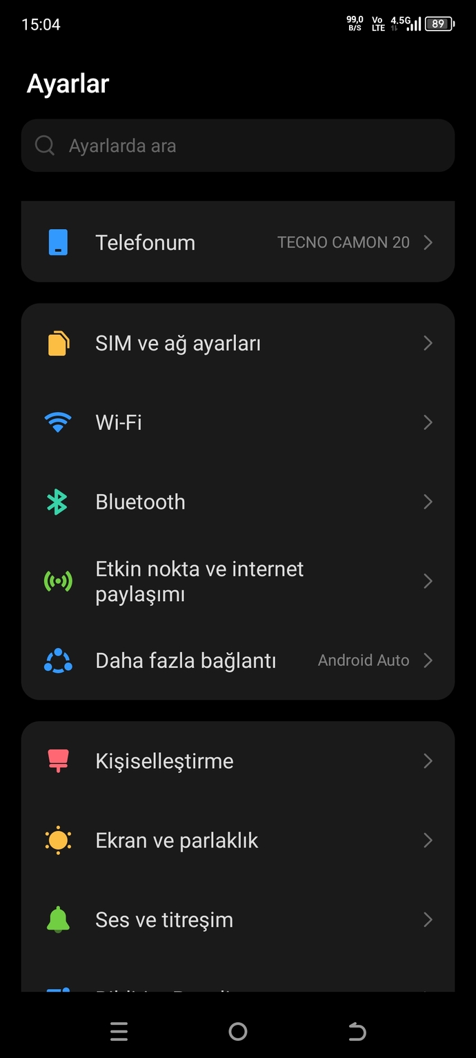 Şu an telefonunuzda nasıl duvar kağıdı kullanıyorsunuz ve ayarlar bölümü nasıl paylaşabilir misiniz?