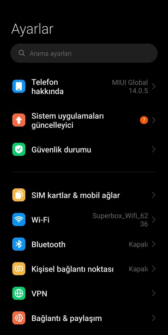 Şu an telefonunuzda nasıl duvar kağıdı kullanıyorsunuz ve ayarlar bölümü nasıl paylaşabilir misiniz?