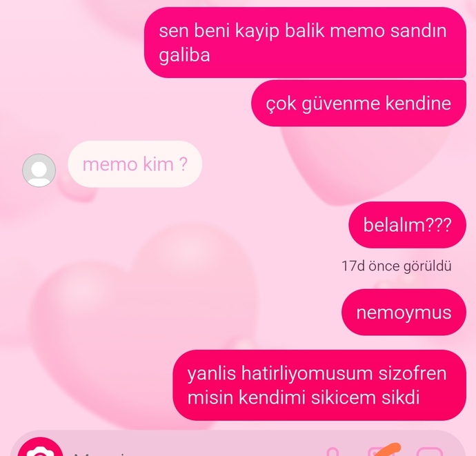 Balık Nemo yerine Memo yazdım diye görüldü yedim, ne yapıyor böyle?