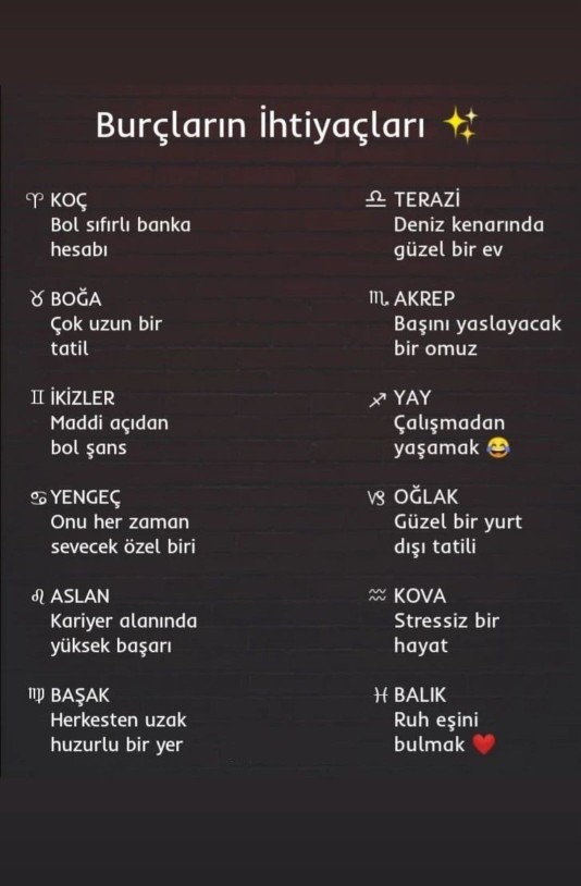 Sizin burcunuzun ihtiyacı nedir?