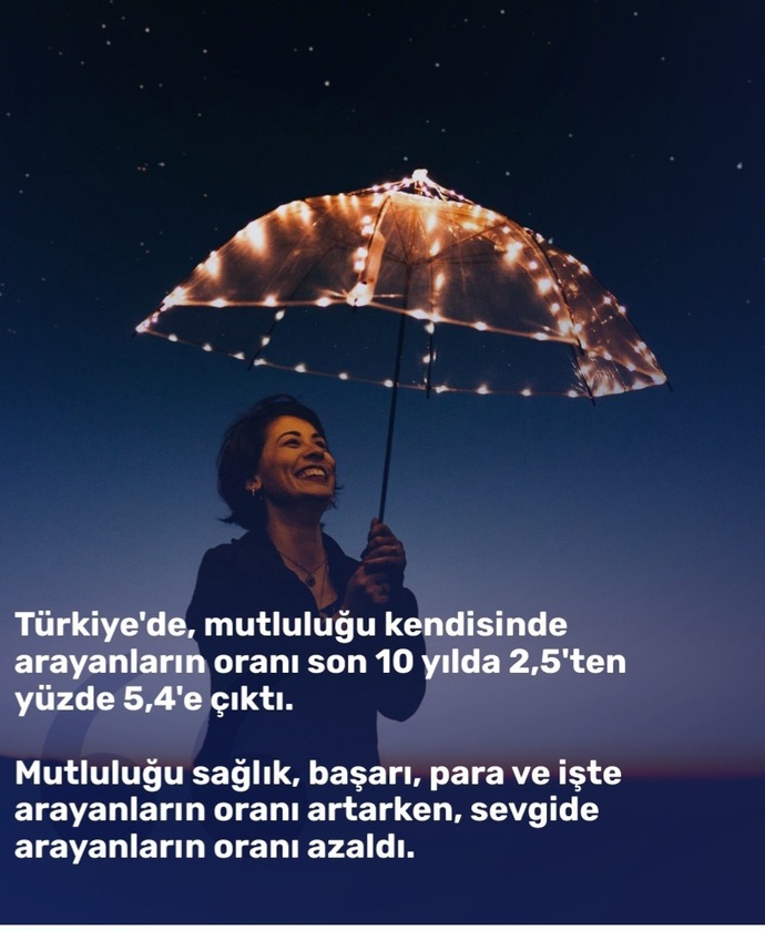 Türkiyede mutluluğu sevgide arayanların oranı azalmış, siz mutluluğu nerede arıyorsunuz?
