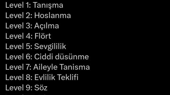 İlişki durumunuzda kaçıncı leveldesiniz?