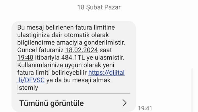 Paketim190 tl ama 484 tl fatura gelmiş neden olabilir?