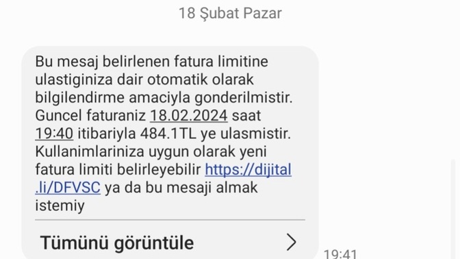 Paketim190 tl ama 484 tl fatura gelmiş neden olabilir?