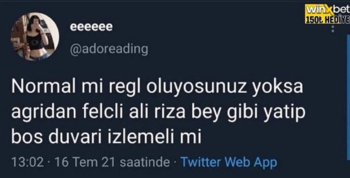 Normal Regl mi olursunuz, yoksa ali rıza beyin felçli hali gibi yatalak şekilde mi?