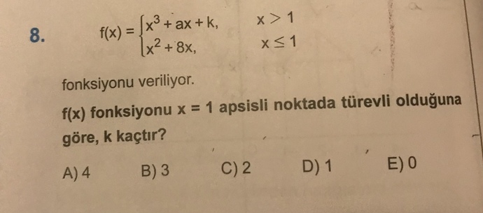 Türev bilenler yardım?