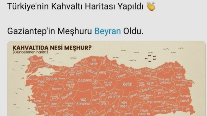 Sizin memleketinizin sabah kahvaltısının meşhur yiyeceği nedir?