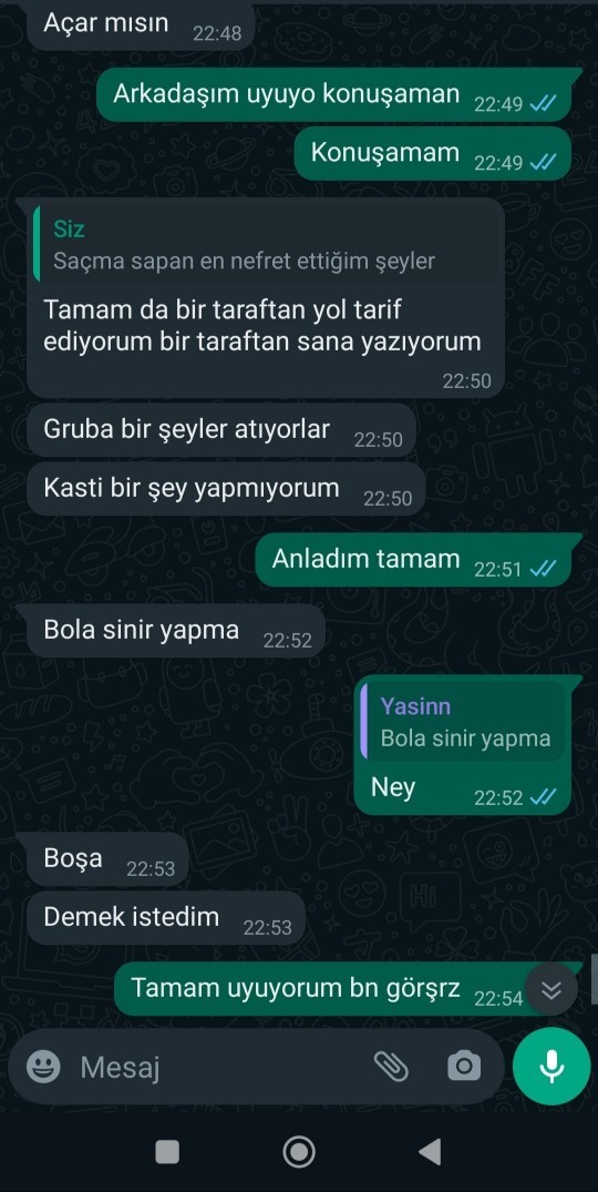 Konuşmaları okuyup söyler misiniz, sorun bende mi?