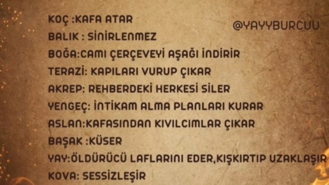Burçlar sinirlendiğinde ne yapar?