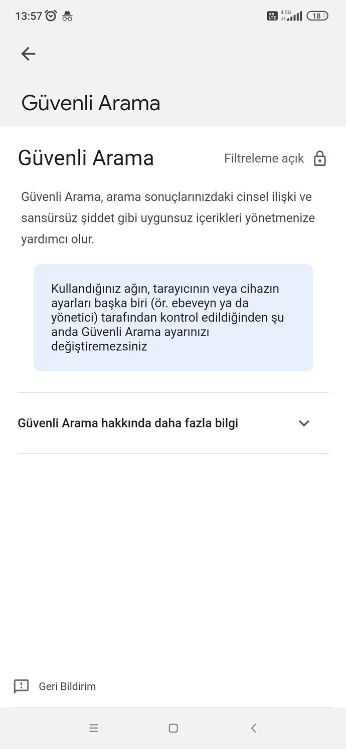 Telefonumda ebeveyn güvenliği gibi bir şey eklenmiş?