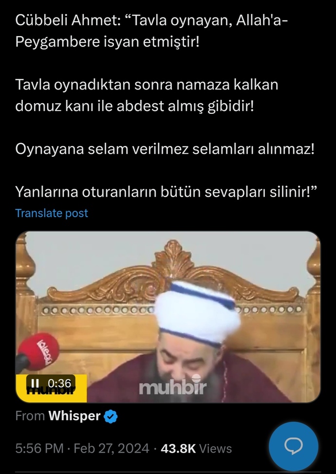 Cübbeli denen şahıs tavla oynamak günah demiş siz ne düşünüyorsunuz?