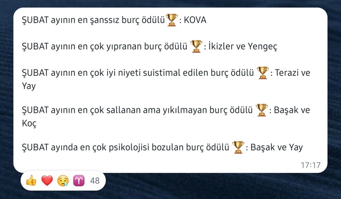 Burcunuza gire  Şubat  ayında hangi ödüle hak kazandınız?