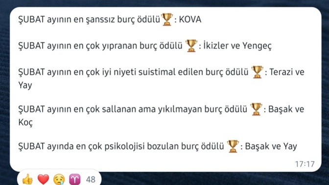 Burcunuza gire  Şubat  ayında hangi ödüle hak kazandınız?