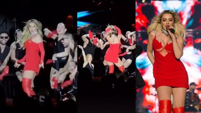 Hadise Bakü’de kırmızı elbisesi ve kalça dansı ile olay oldu. Abartılıyor mu sizce?