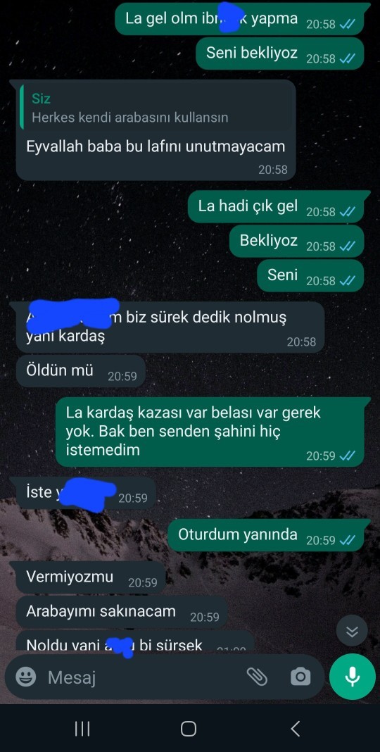 Arkadasımda şahin var kendine ait bende 2023 egea var sıfır yeni daha kullanmak istedi bende vermek istemedim. Mesajlar detayda?