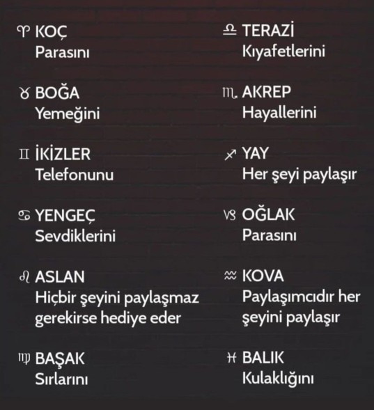 Burcunuz neyini paylaşamaz bilin bakalım?