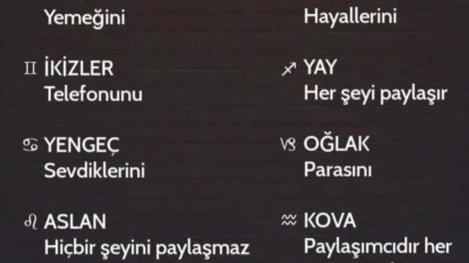 Burcunuz neyini paylaşamaz bilin bakalım?