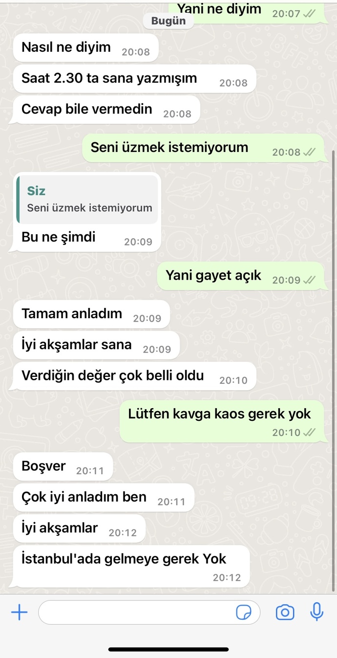 Flörtümle konuşmayı bu şekilde kestim ah mı aldım?