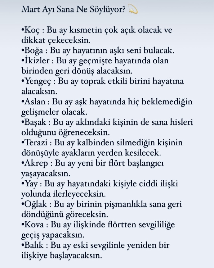 Mart ayı sana ne söylüyor?