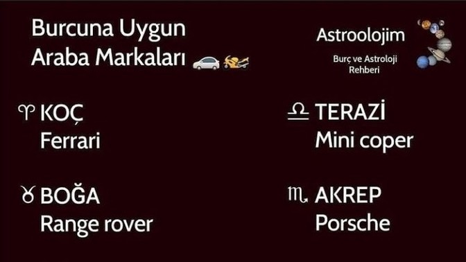 Burcunuza uygun arabalar doğru mu sizce 😅?