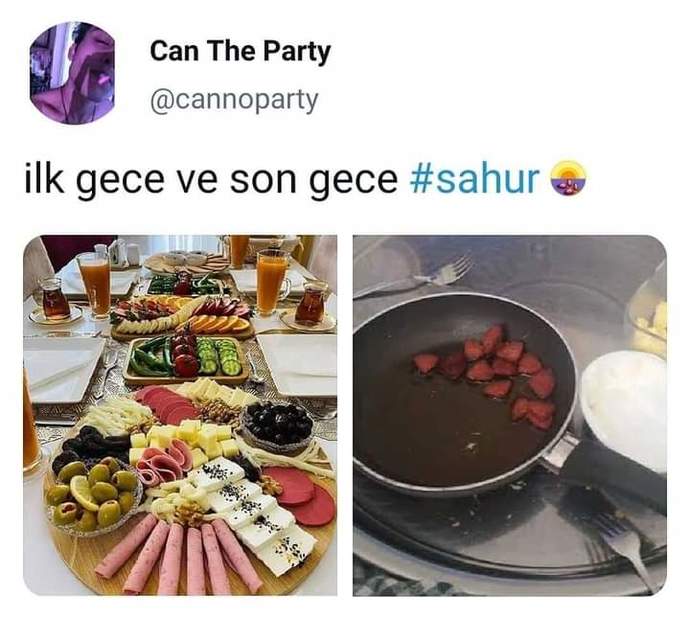 İlk gece ve son gece sahuru sizde de böyle mi 😁?