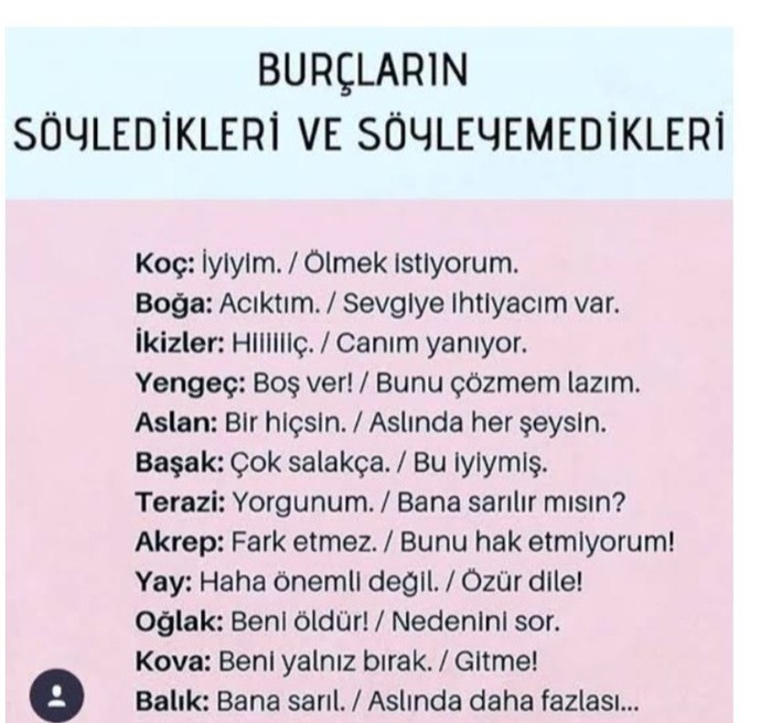 Burçlarin söyledikleri ve söyleyemedikleri sen hangisisin?