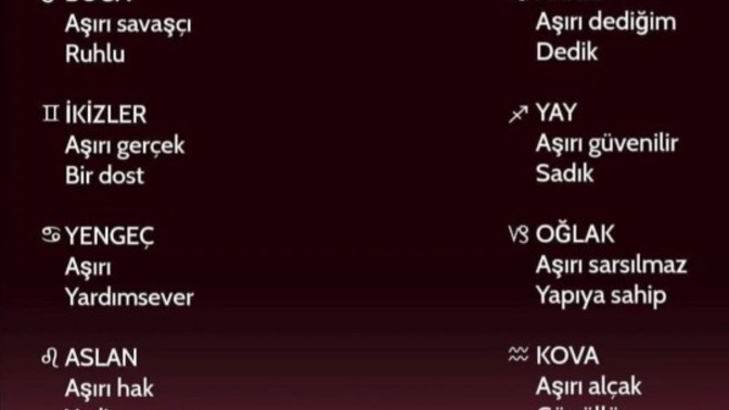 Burcunuzun aşırıya kaçan özelliği nedir?