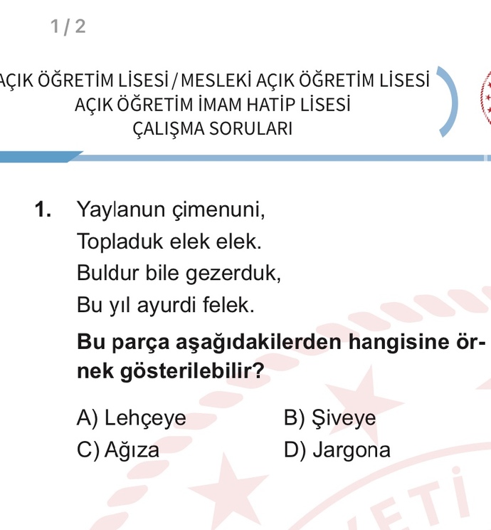 Bu sorunun cevabı ne?
