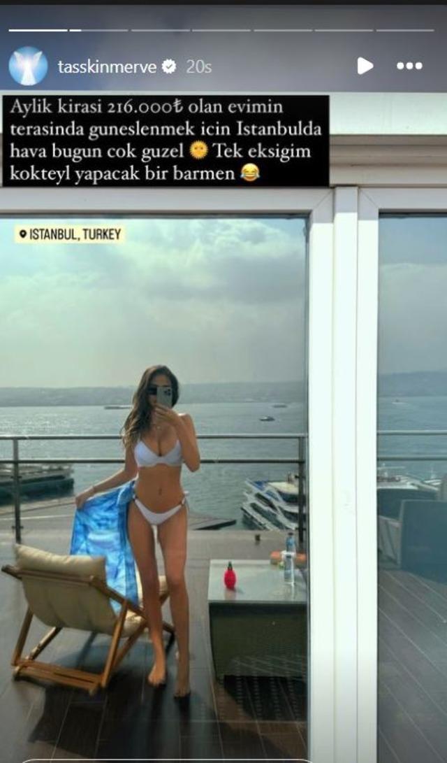 Merve Taşkın 216 bin TL kira ödediği lüks evinin terasında! Kira çok değil mi?