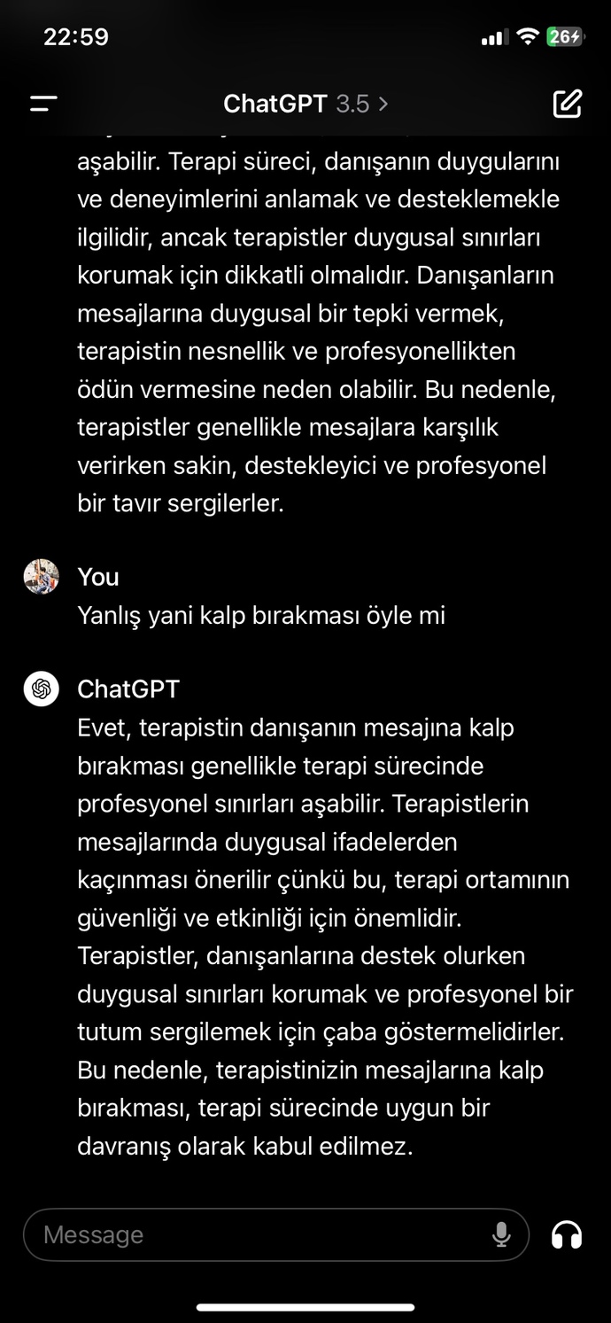 Terapistin mesaja kalp bırakması doğru mu değil mi?