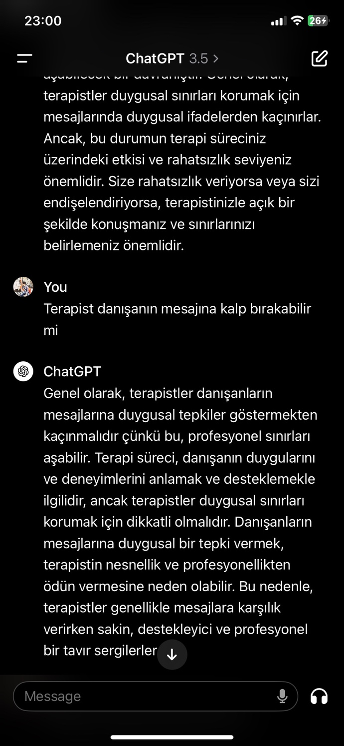 Terapistin mesaja kalp bırakması doğru mu değil mi?