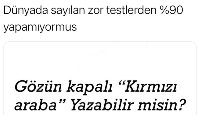 Gözlerin kapalı “kırmızı araba” yazabilir misin?