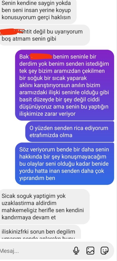Sizce bu mesajlasmada kim haklı?