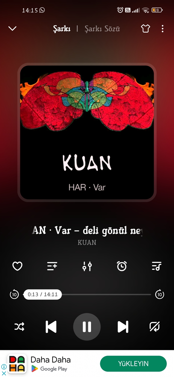 Senin müzik uygulamanda çalan son şarkı hangisi?