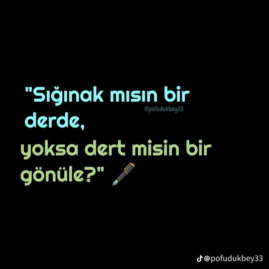 Sığınak mısın Bir derde Yoksa dert misin bir gönüle?