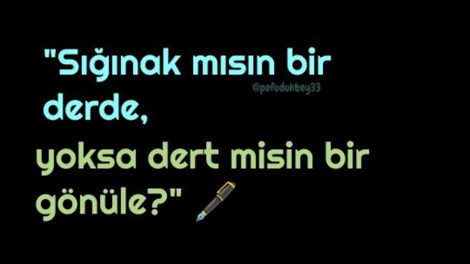 Sığınak mısın Bir derde Yoksa dert misin bir gönüle?