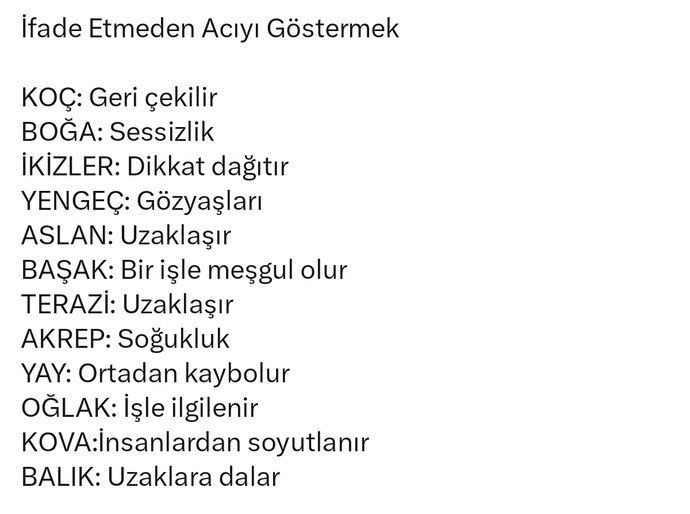 Burcunuza göre ifade etmeden acını nasıl gösterirsiniz?