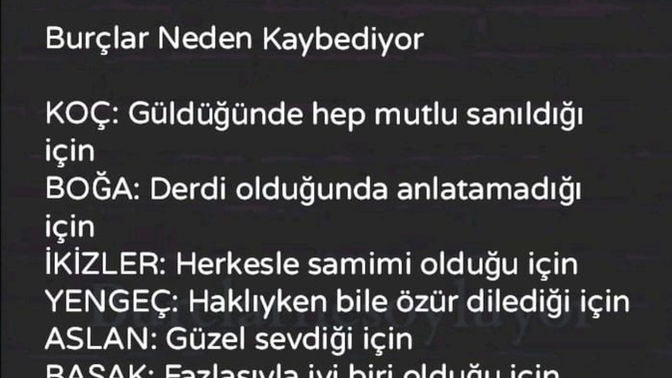 Burcunuza göre neden kaybediyorsunuz?