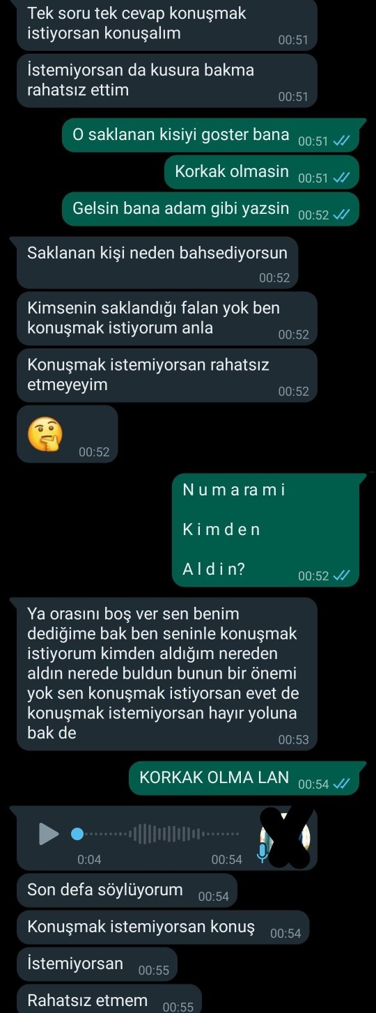 Tanimadigim numaralar bana mesaj atıyo?
