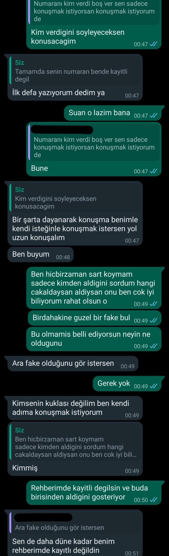 Tanimadigim numaralar bana mesaj atıyo?
