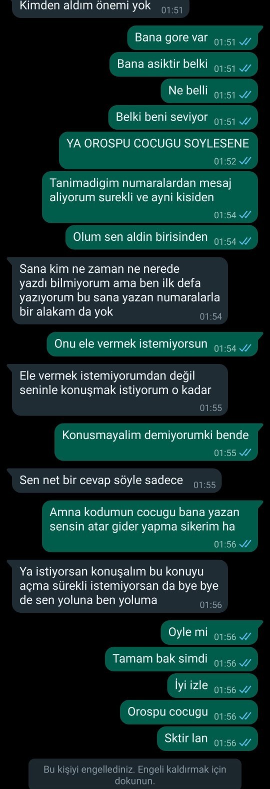 Tanimadigim numaralar bana mesaj atıyo?