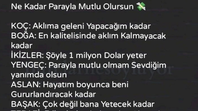 Burcunuza göre ne kadar parayla mutlu olursunuz?