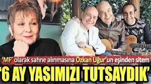 "MF" olarak sahne alan Mazhar ve Fuata, Özkan Uğurun eşinden ince ayar.8 Temmuz 2023te yakalandığı amansız hastalığa yenik düşerek hayata gözlerin yuman MFÖ Grubunun üyesi Özkan Uğur’un eşi Aysun Uğurdan, MFÖnün Mazharı ve Fuatına ince ayar geldi.Aysun Uğur, geçtiğimiz günlerde "MF" olarak sahne alan ikiliye sosyal medya hesabından, "MF oldular. Ben de bilmiyordum, medyadan öğrendim. Büyük cesaret dedim, bravo yani. İsterlerse MFÖ olarak da kalabilirler. Kızmadım, tek sözüm şu: Biraz durun. En azından bir 6 ay yasımızı tutalım." şeklinde bir paylaşımda bulundu.