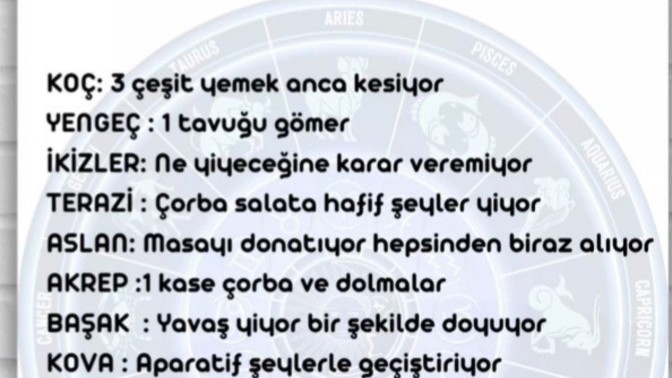 Burçlar iftarda ne yiyormuş?