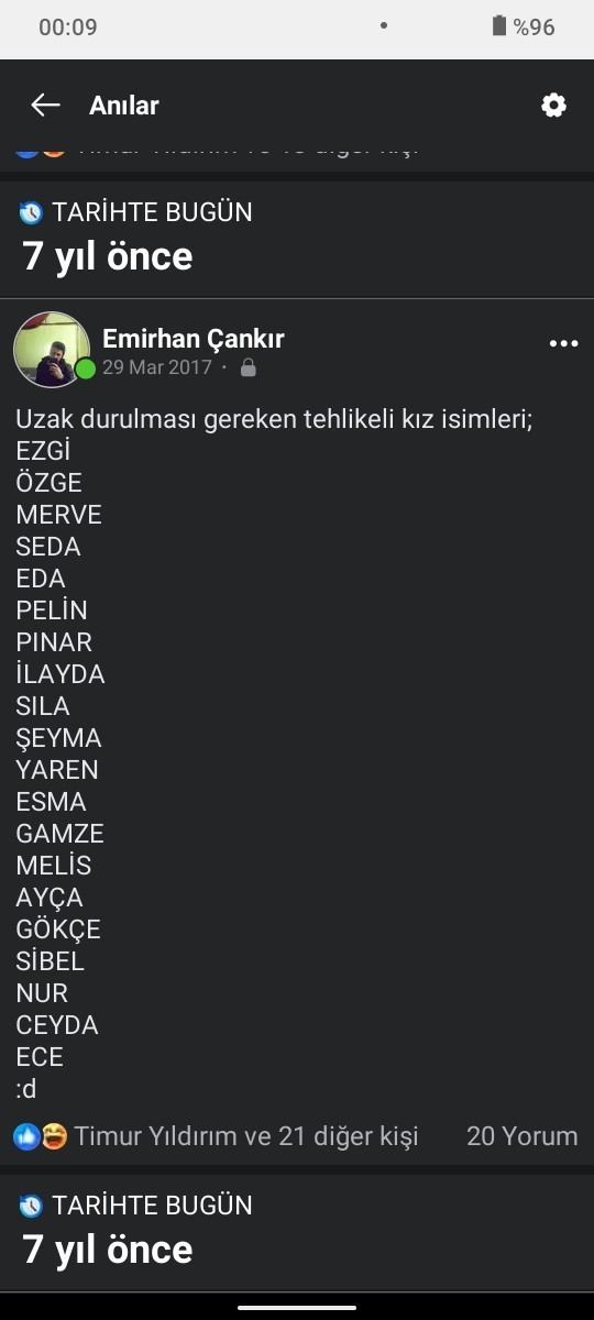 Hangi isimli kiza güvenmemn?