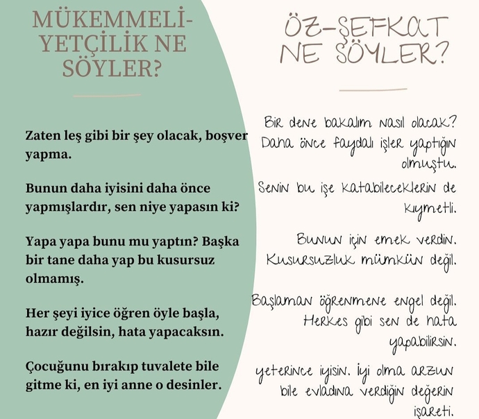 Mükemmelliyetçilik mi? Öz şefkat mi siz hangi taraftasınız?