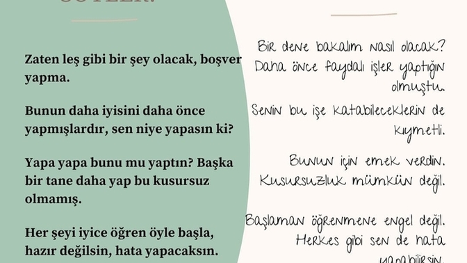Mükemmelliyetçilik mi? Öz şefkat mi siz hangi taraftasınız?