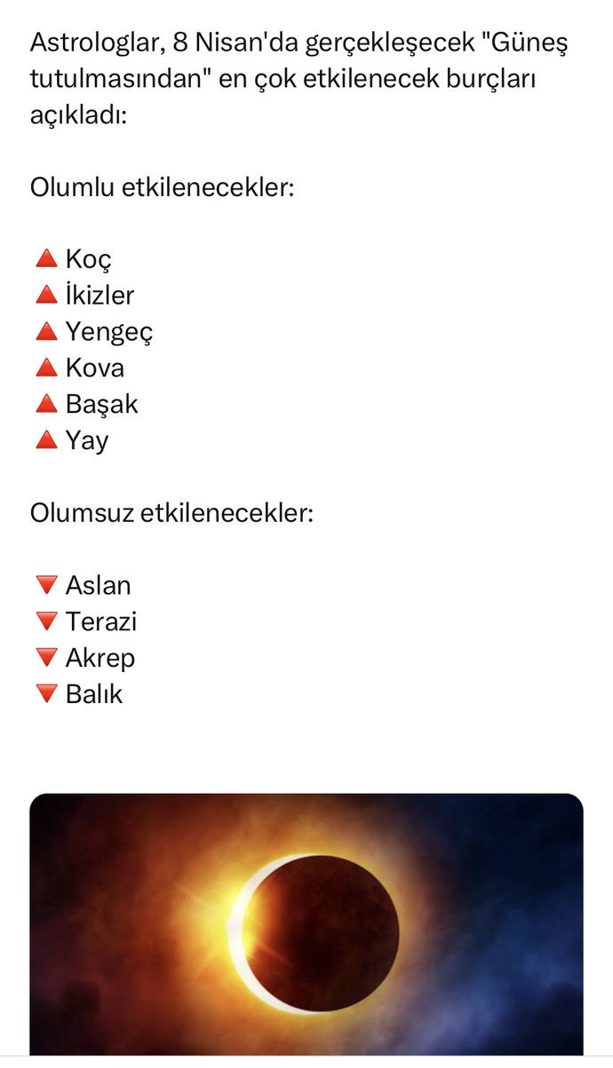 Güneş Tutulmasında en çok etkilenecek Burçlar hangileridir?